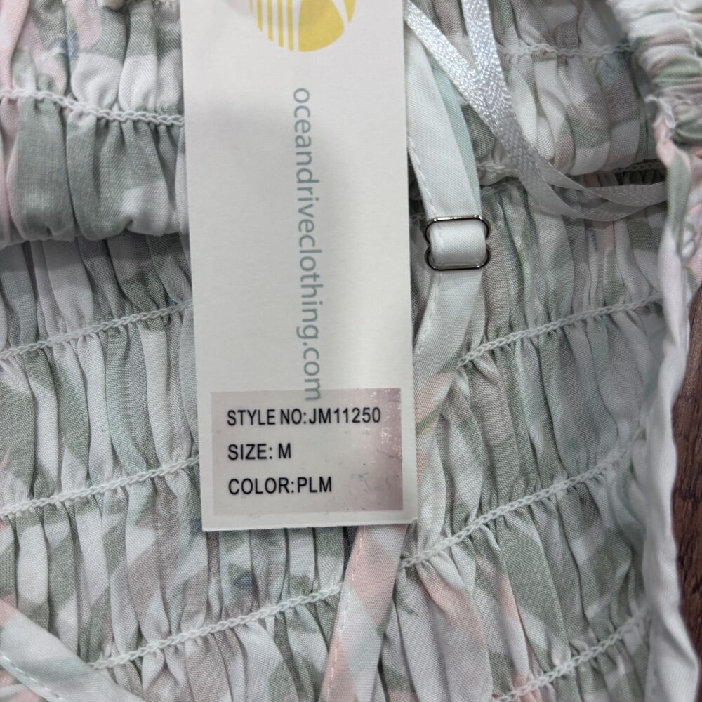 NWT Ocean Drive Women's M Floral Smocked Crop Cami Top Pastel Y2K Fairy Boho - Picture 6 of 8
